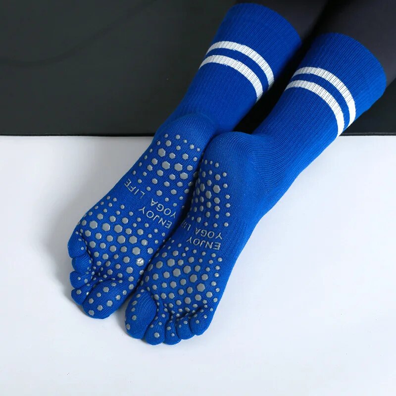 No Show Sock Women - ถุงเท้าโยคะระบายอากาศได้สำหรับผู้หญิงถุงเท้าสำหรับใส่ในบ้านทำจากผ้าฝ้ายใช้ในฟิตเนสเต้นบัลเล่ต์ได้ห้านิ้วกันลื่น